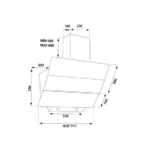 Samet Cappa Parete 90 cm Nero 130W