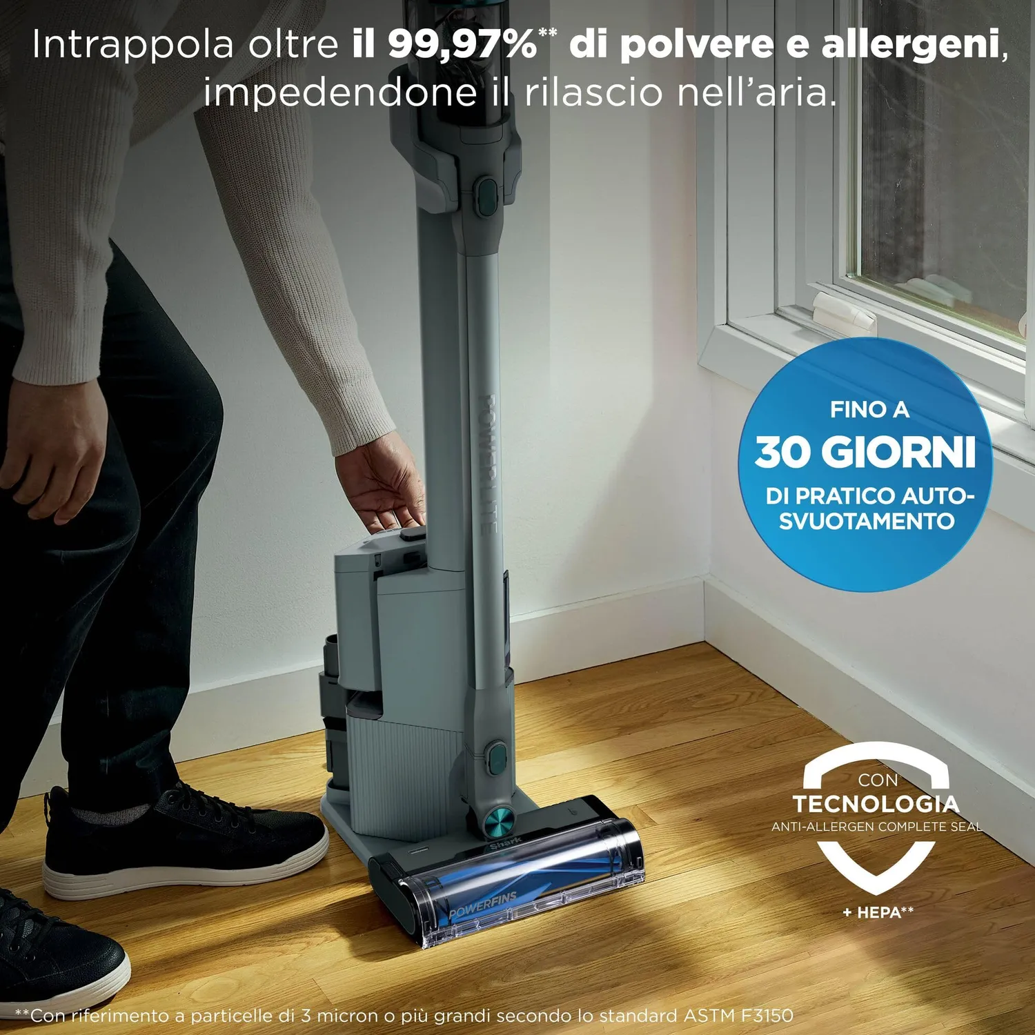 Shark PowerLite Clean & Empty Pet Aspirapolvere Turchese 40 Min