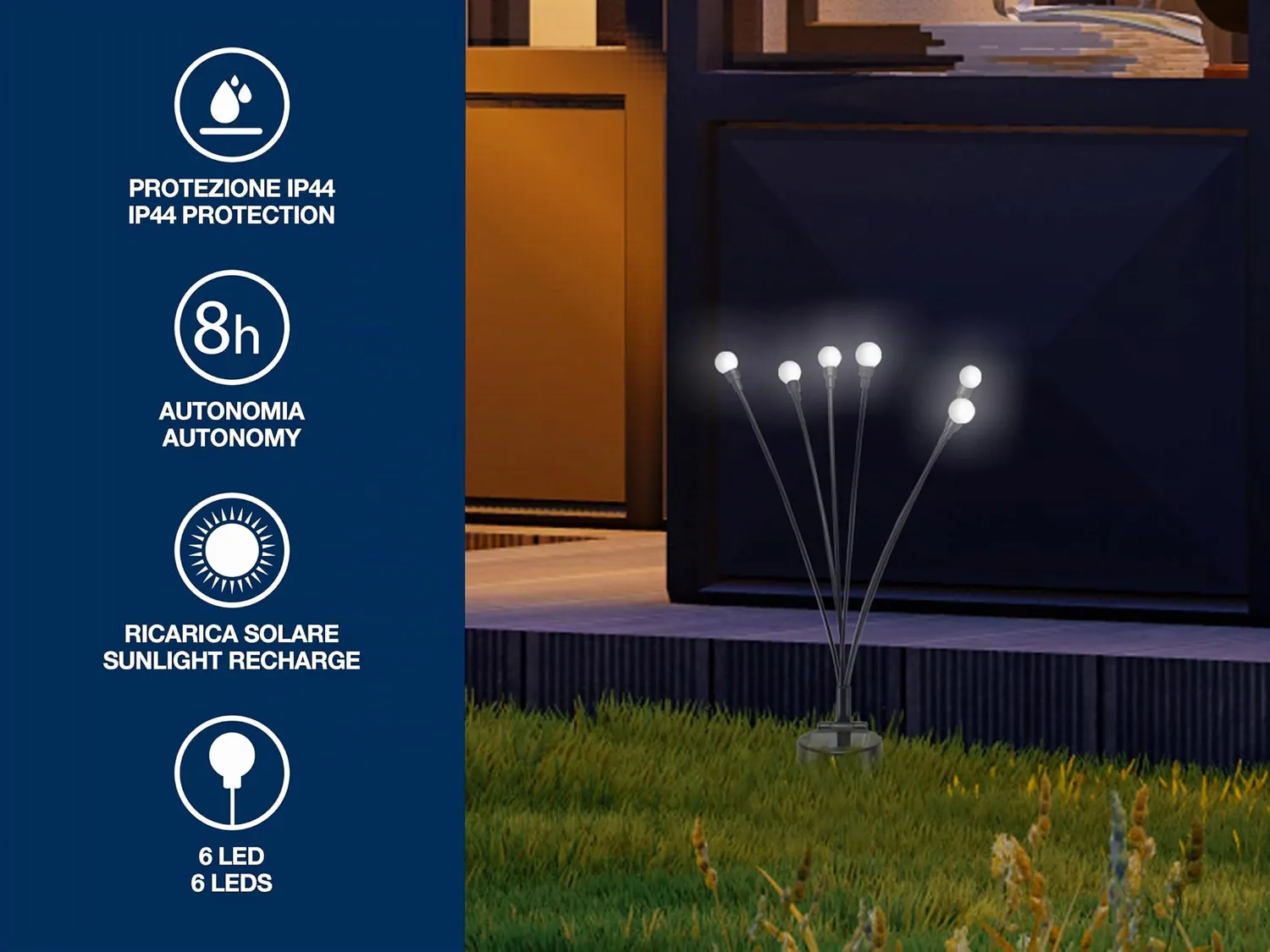 Beper P207ILO104 Lampada solare giardino 6 sfere LED