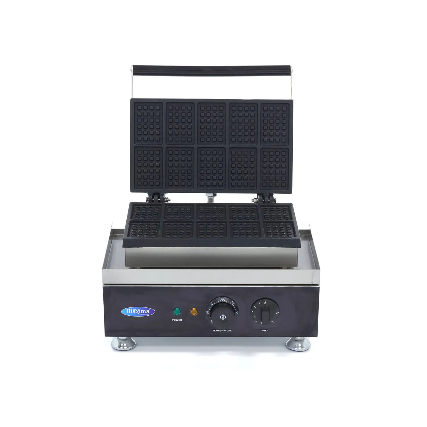 Maxima Piastra Waffle Belga 10 Pezzi Timer 1750W