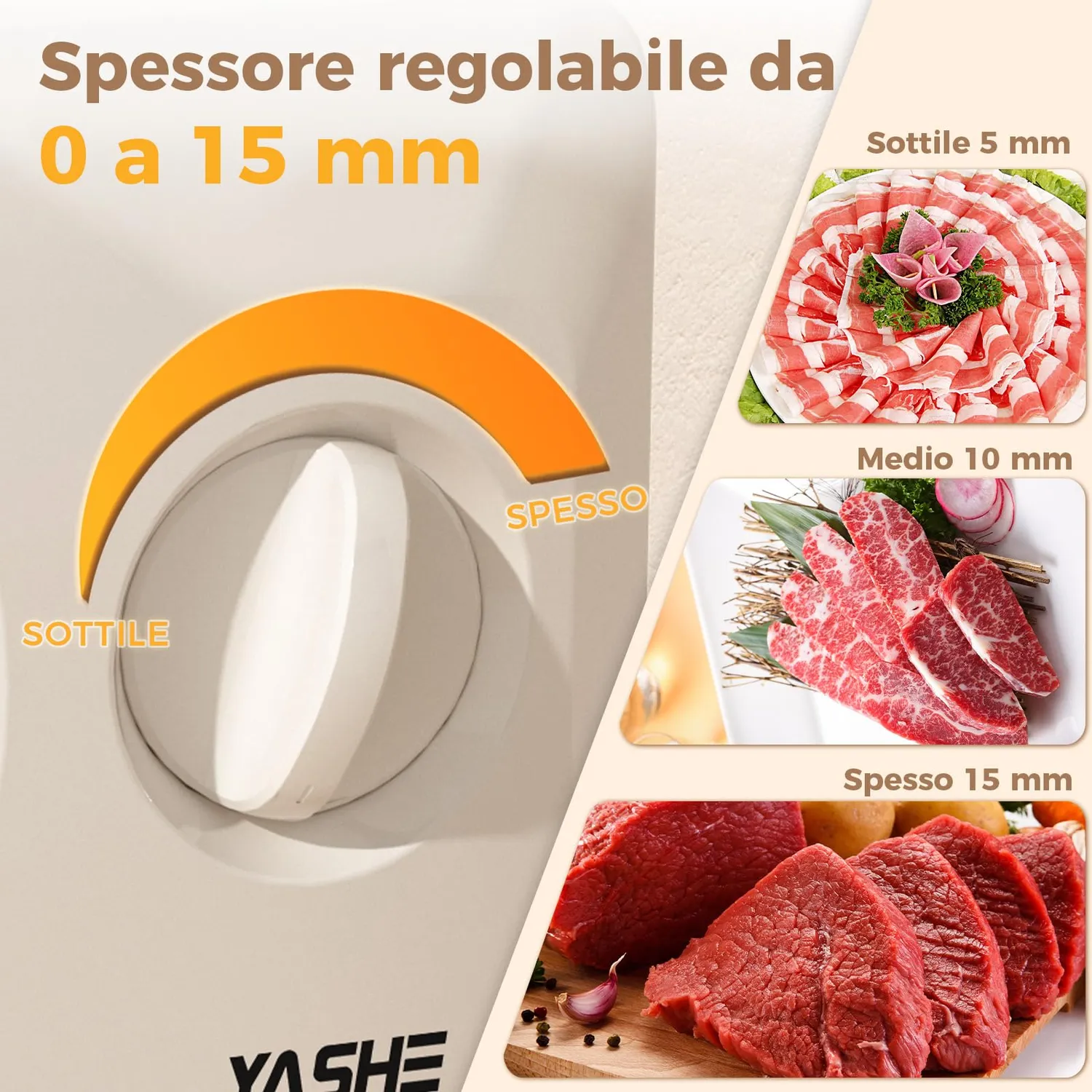 YASHE Affettatrice Elettrica Pieghevole Lama 17 cm 0-15 mm