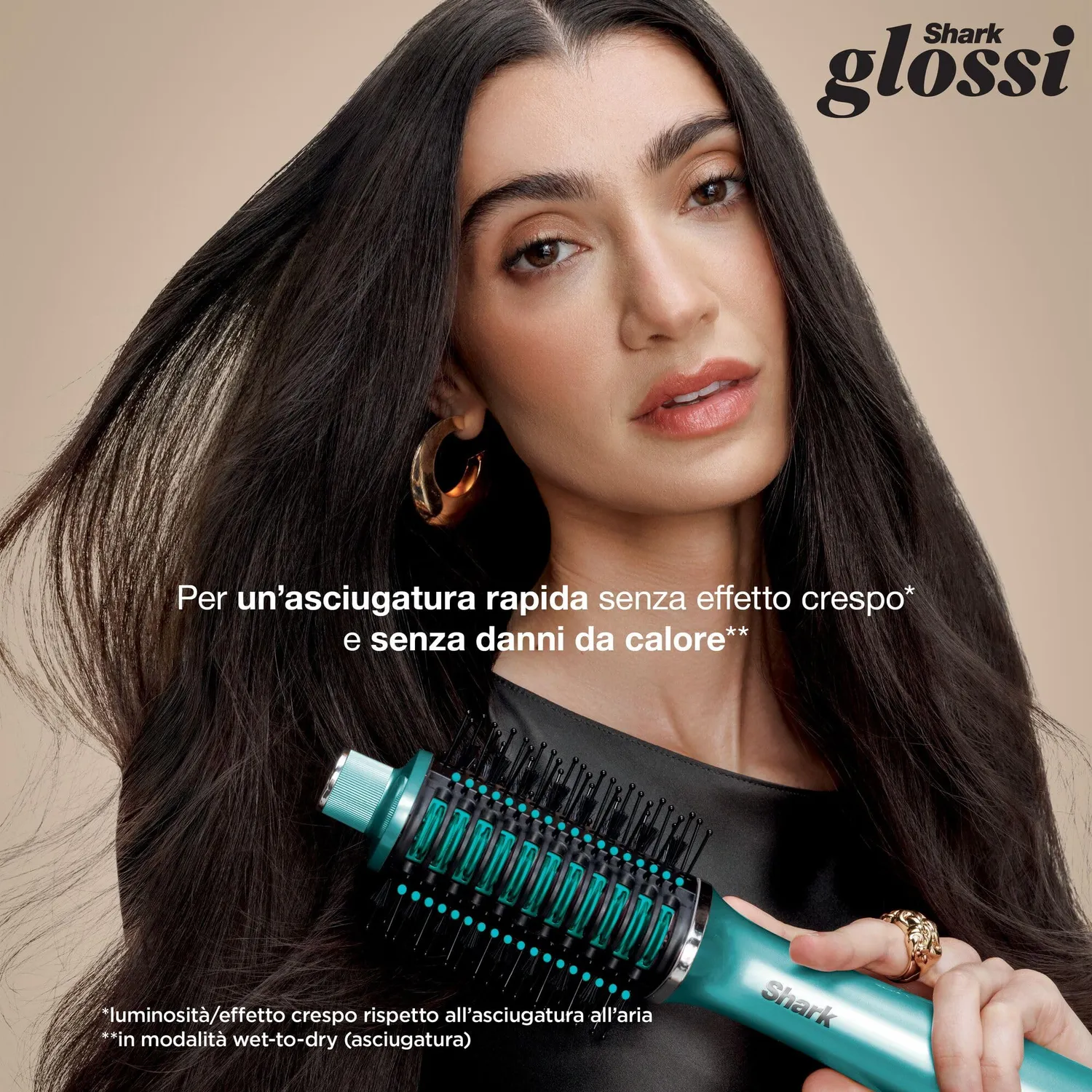 Shark Glossi HT302EUTL spazzola ad aria calda turchese