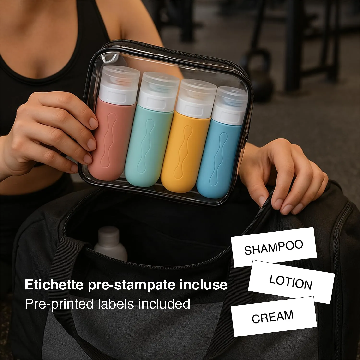 Beper C302AAC010 set 4 flaconi viaggio silicone 90 ml