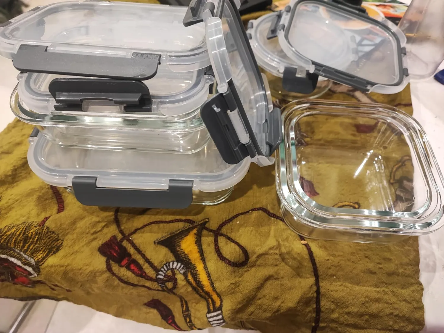 Yashe Set 12 Contenitori Vetro Alimenti Grigio Ermetici