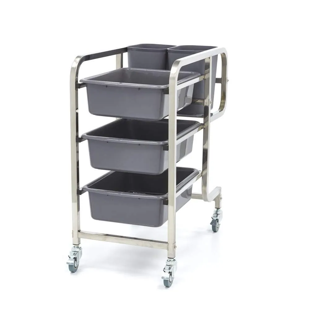 Pizza Maxima Carrello Pulizia 5 Bidoni Inox con Ruote Freno