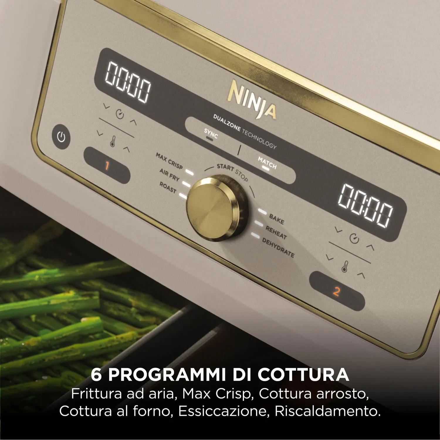 Ninja Dual Zone MAX friggitrice ad aria 9,5L pietra oro doppia