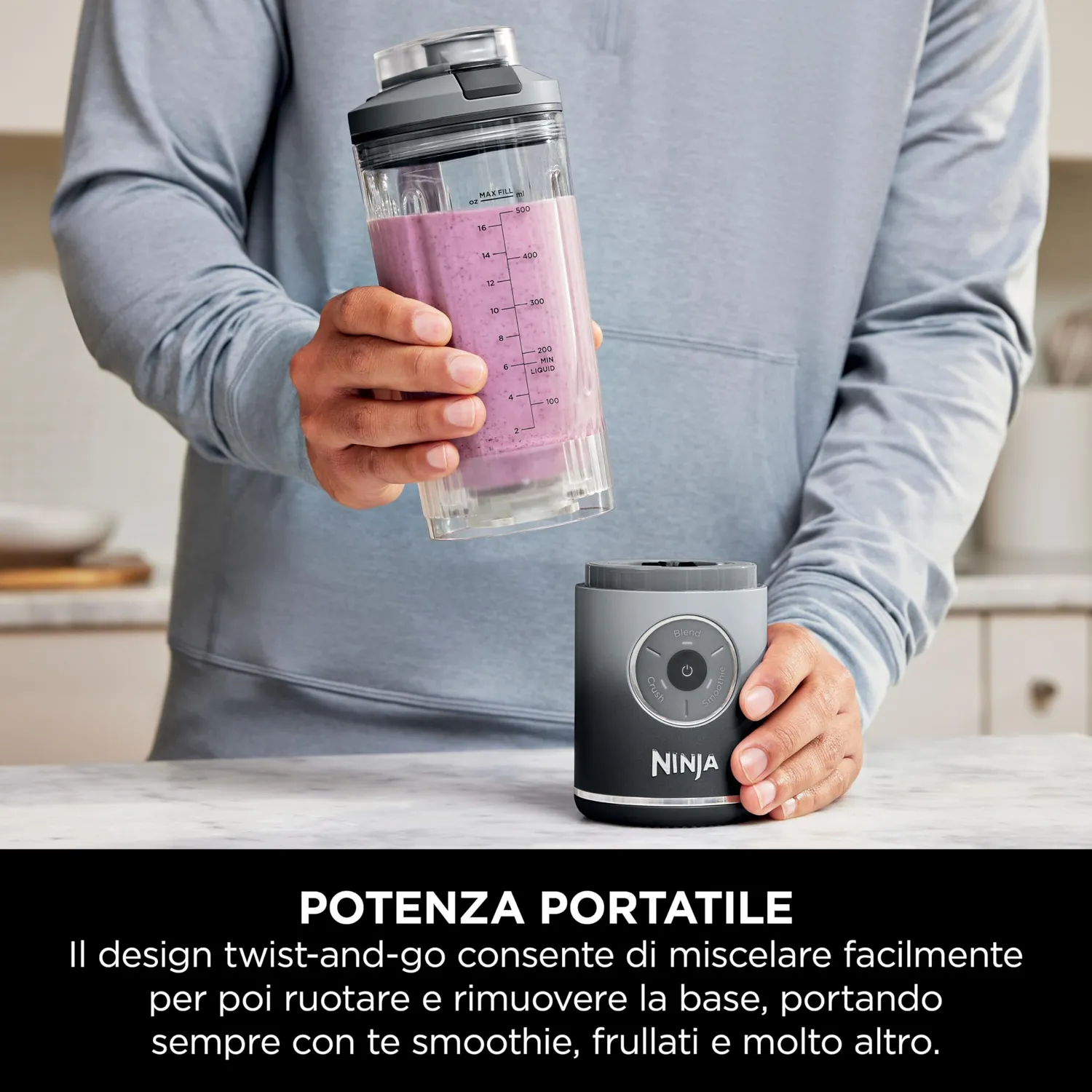 Ninja Blast Max Frullatore Portatile 570ml Grigio