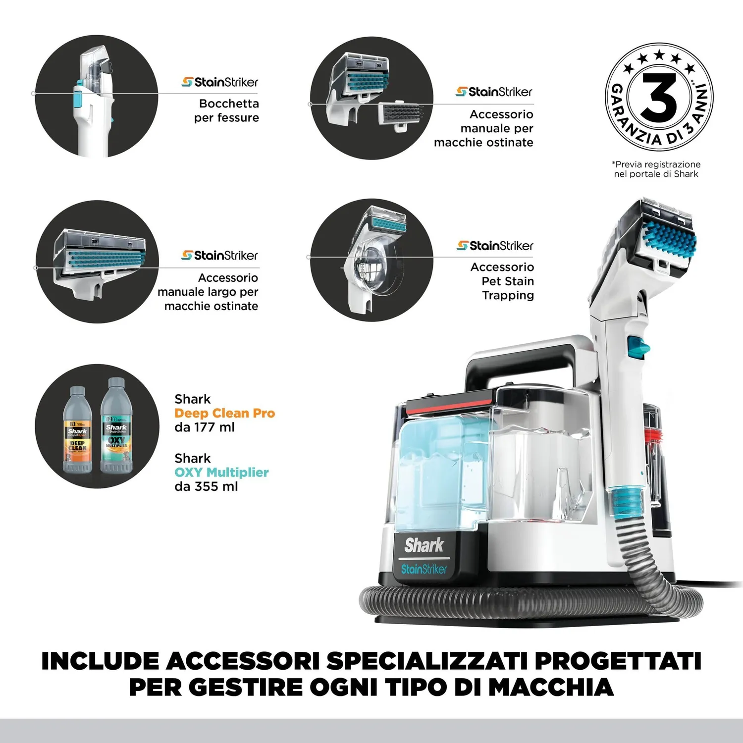Shark StainStriker PX200EUT smacchiatore animali 450W