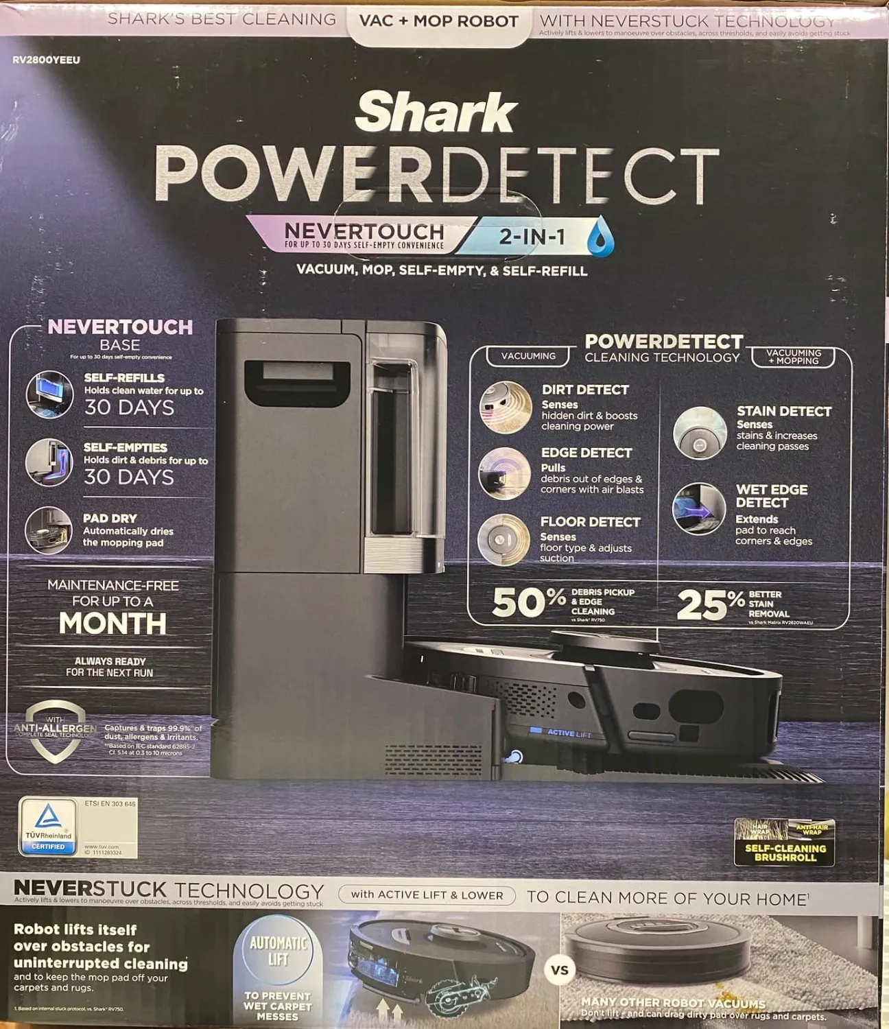 Shark PowerDetect NeverTouch Pro robot aspirapolvere nero