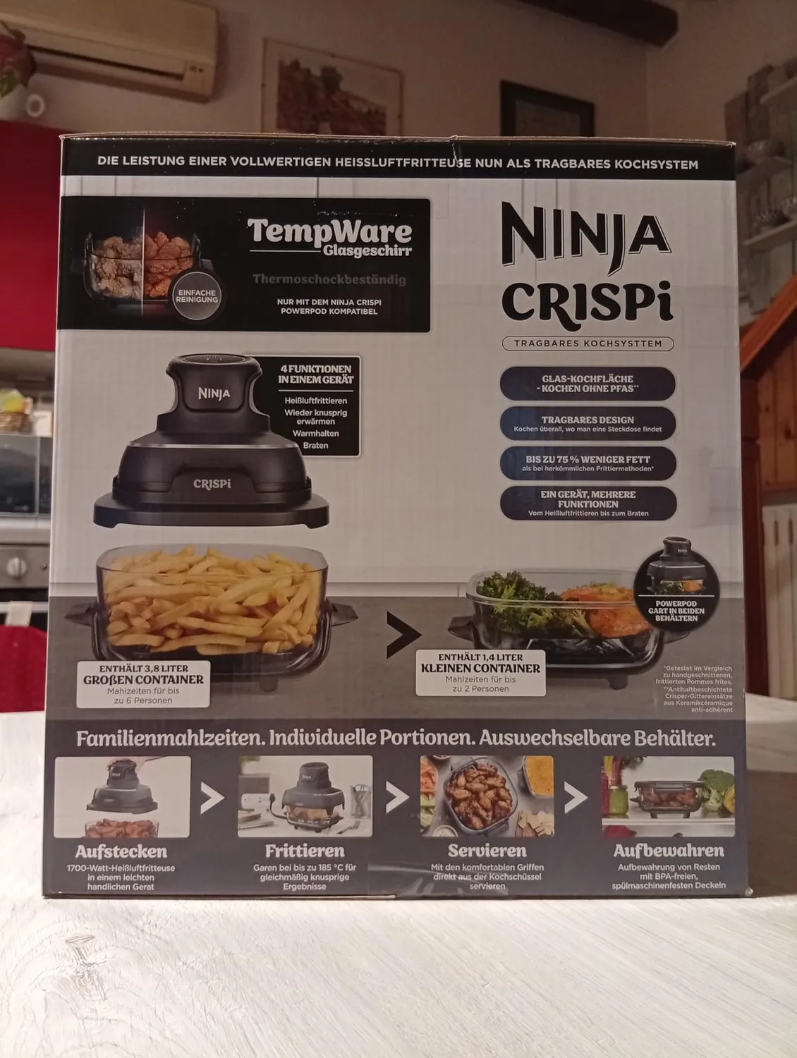 Ninja CRISPi friggitrice ad aria vetro 5,2L blu compatta