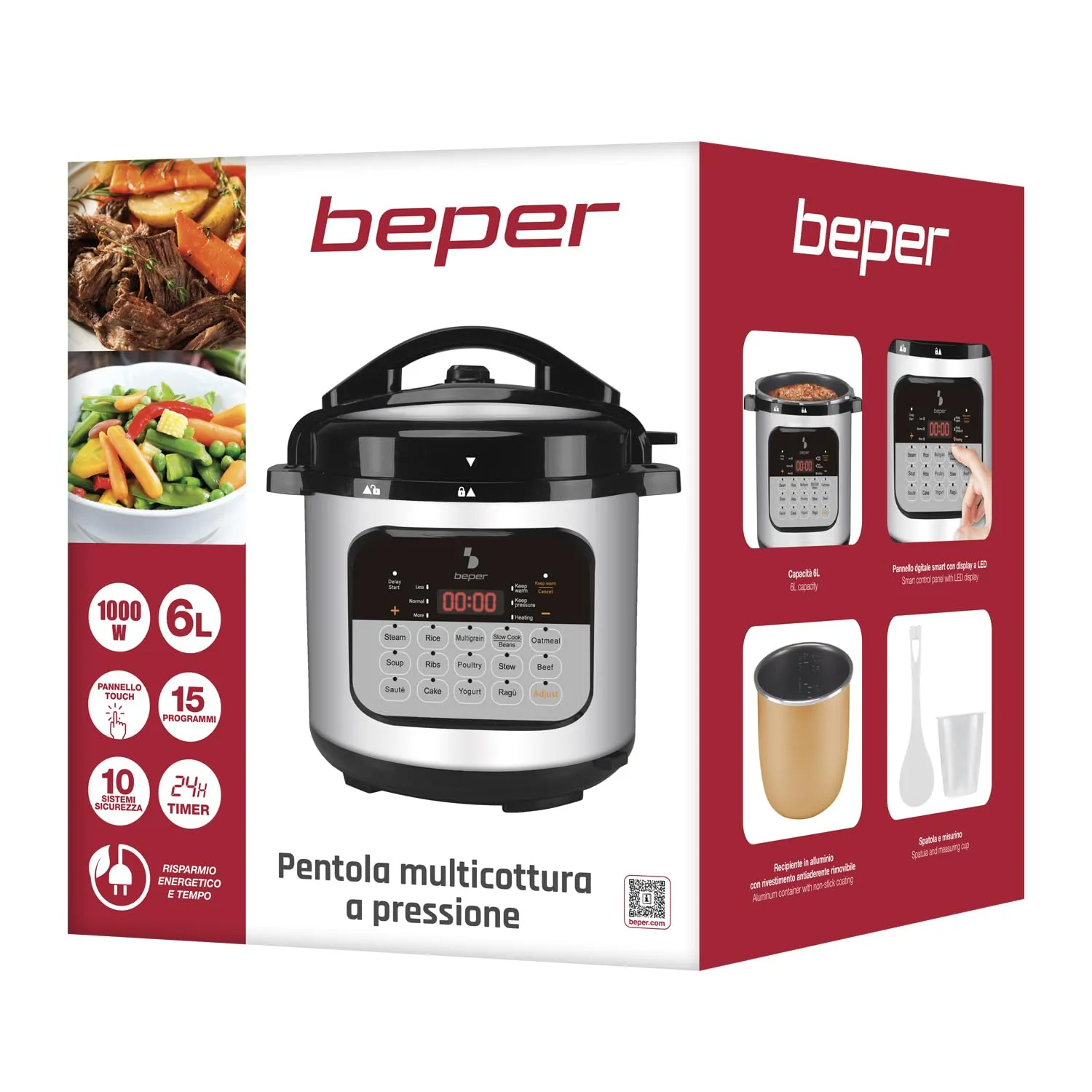 Beper P101COS002 Multicooker Pressione 6 Litri 1000W