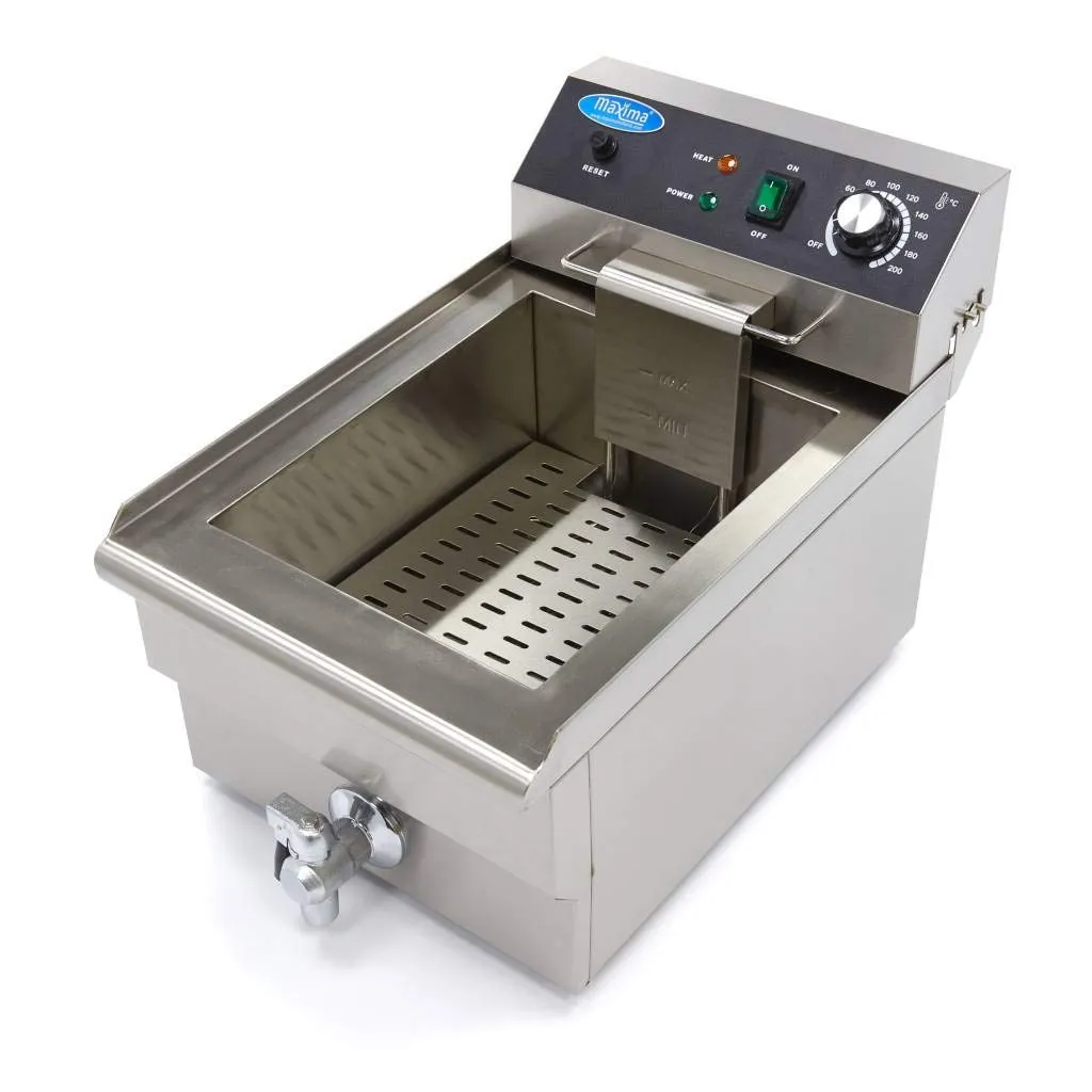Maxima Friggitrice elettrica 16 L con rubinetto acciaio inox