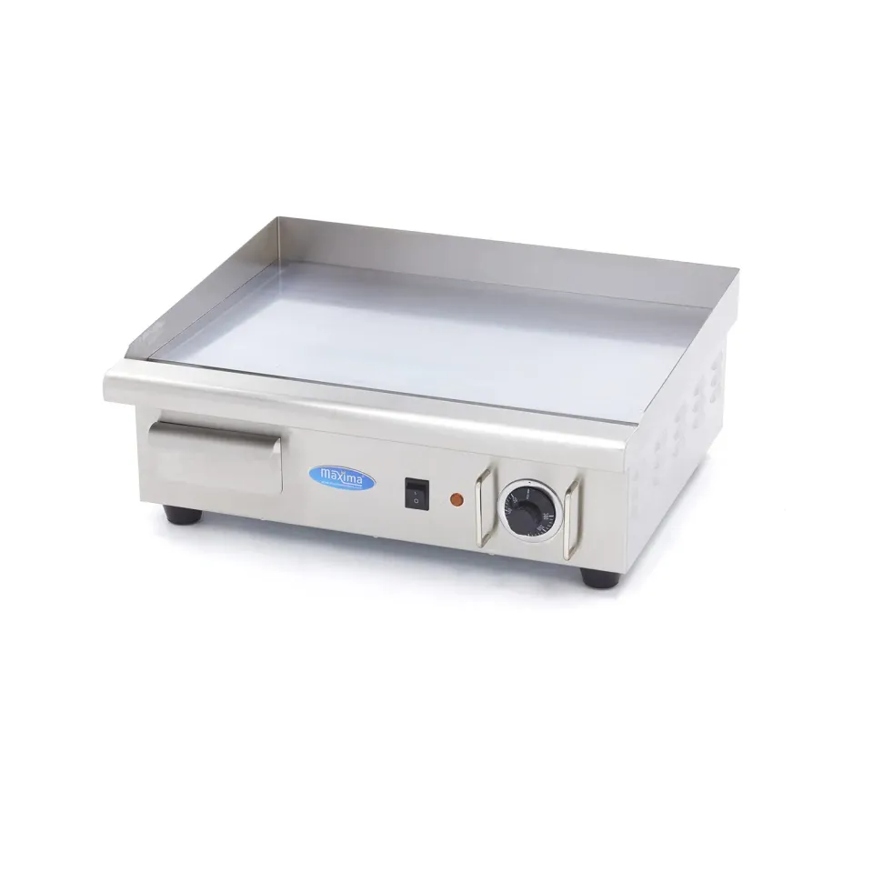 Pizza Maxima Gastro piastra barbecue 55 cm liscia 3000 W cromata