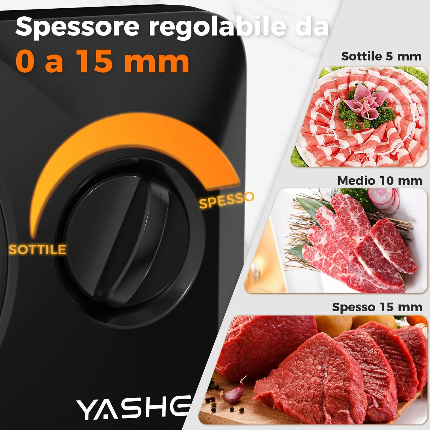 Yashe affettatrice elettrica pieghevole nera lama 17 cm