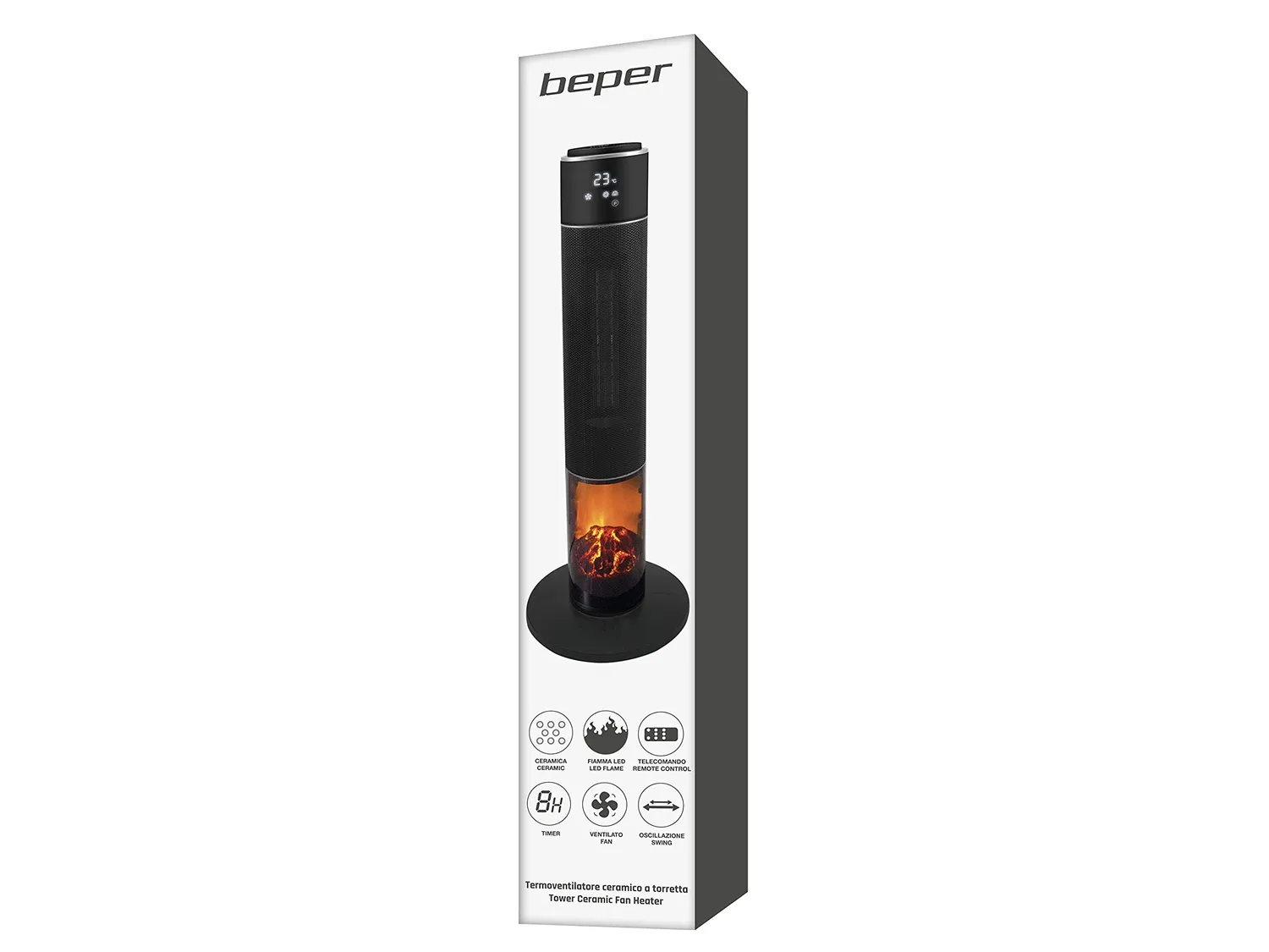 Beper P203TER001 termoventilatore colonna ceramico nero telecomando