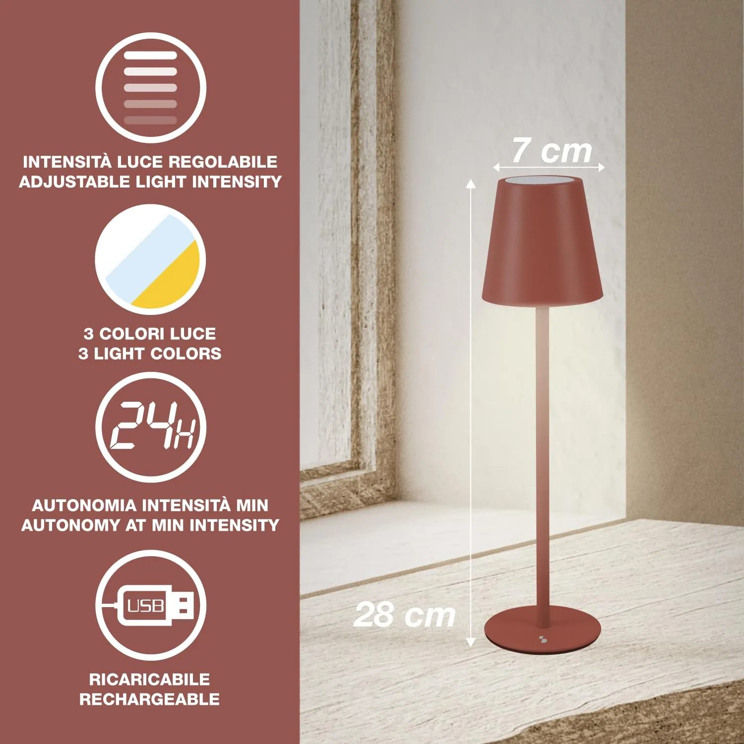 Beper P207ILI204 lampada da tavolo terracotta dimmerabile