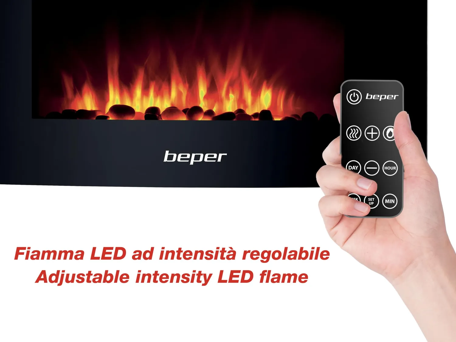 Beper RI.503 caminetto elettrico da parete con telecomando