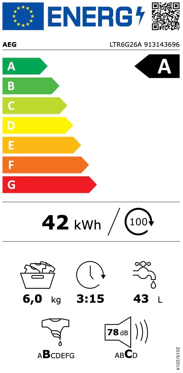 AEG Serie 6000 LTR6G26A lavatrice 6 kg classe A