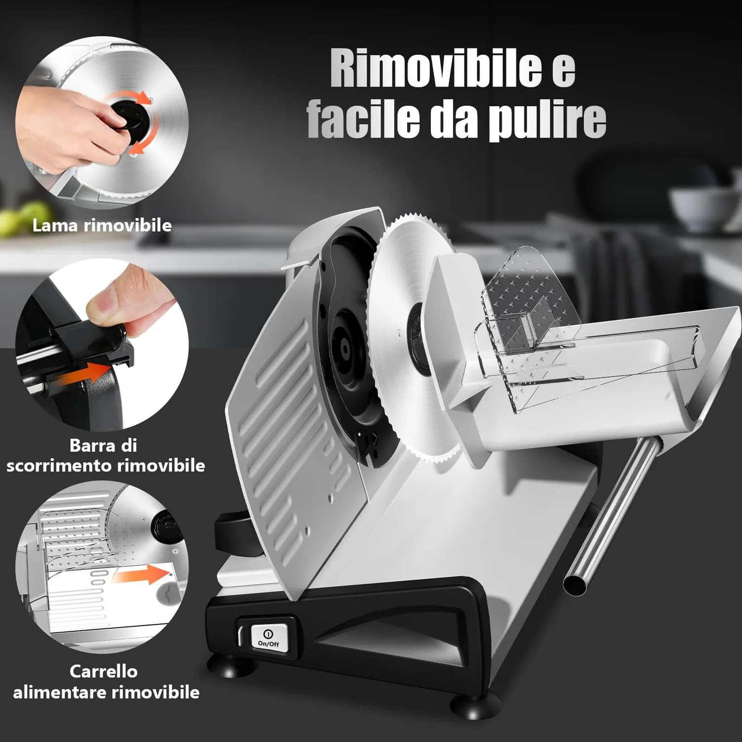 Yashe Affettatrice Elettrica 2 Lame Vassoio 200W 19cm