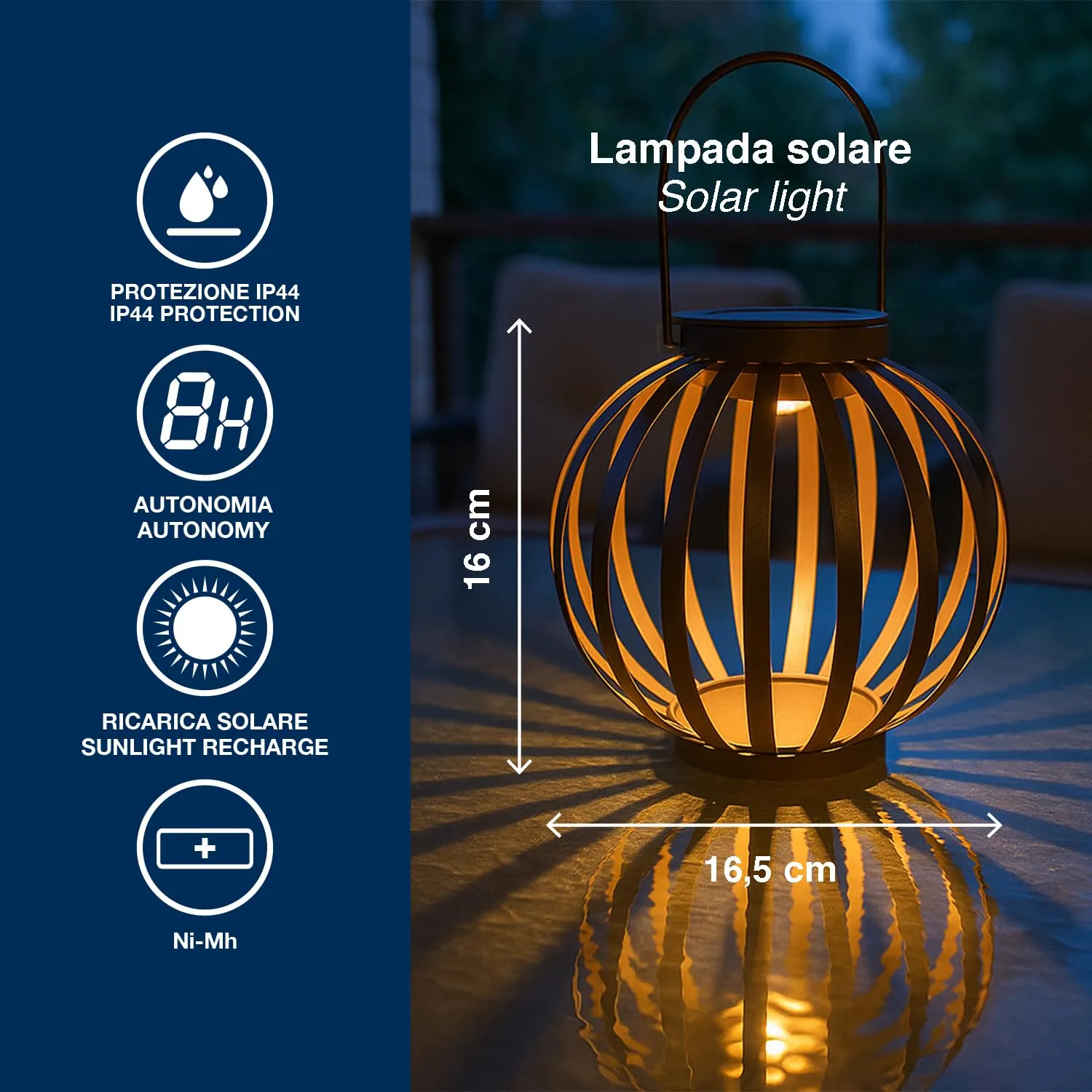 Beper Radia P207ILO301 Lampada Solare Ferro