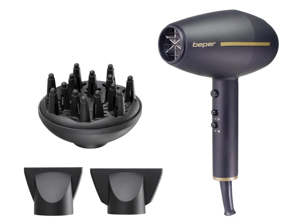 Beper Asciugacapelli Professionale 2400W Nero Oro Ionico