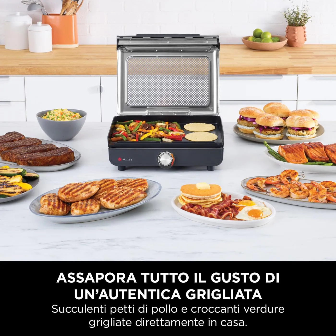 Ninja Sizzle Griglia Elettrica Interno con Piastra Nero 260°C