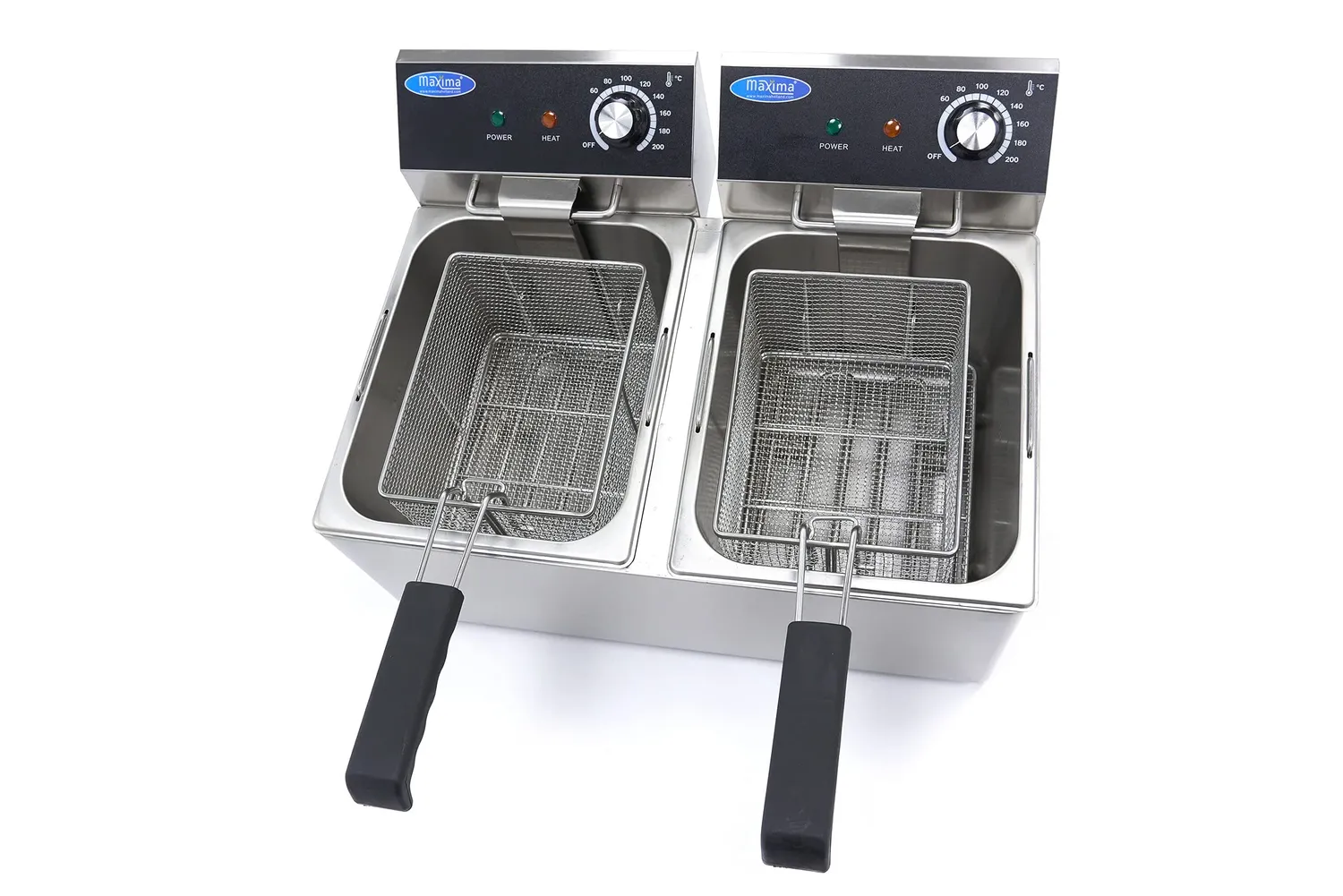 Maxima friggitrice doppia 2x8 L 2 cestini professionale 2,8 kg