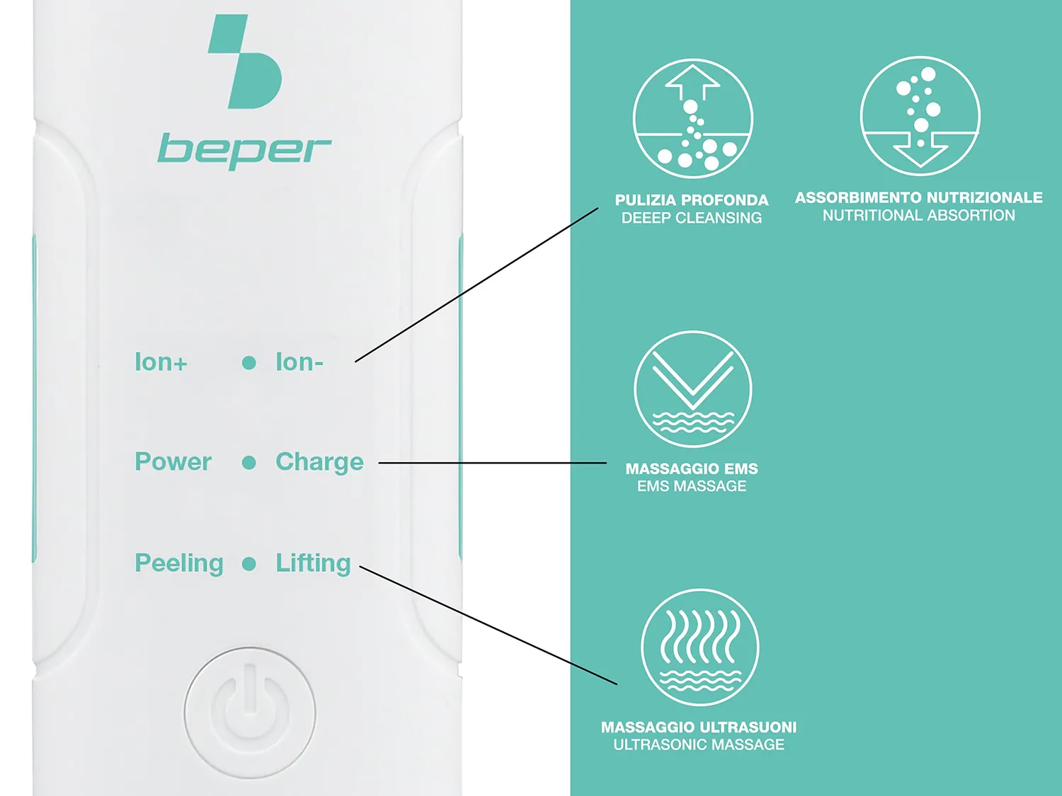 Beper P302VIS003 pulizia viso ultrasuoni 4 funzioni ionico