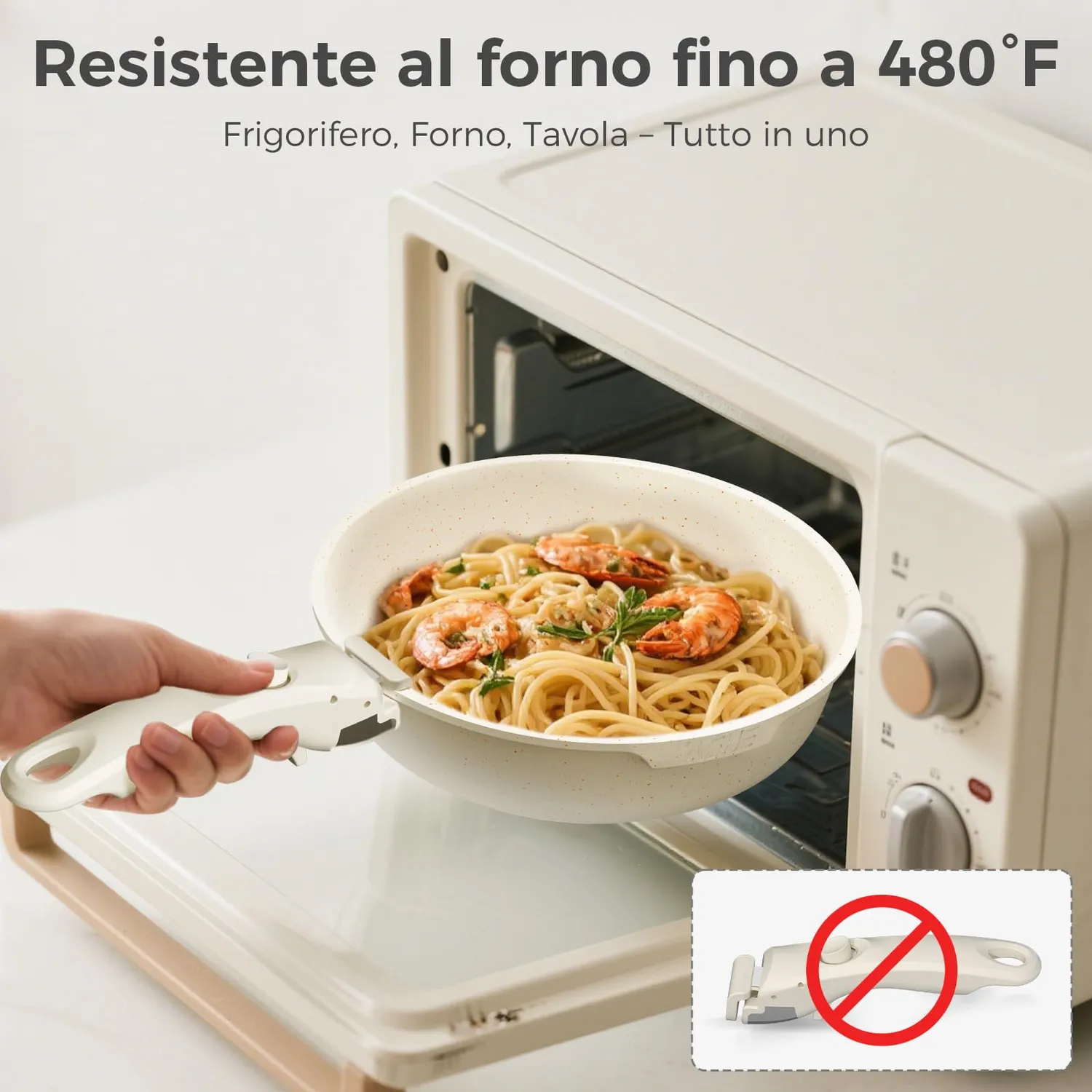 Yashe pentole induzione 9 pezzi senza PTFE bianche