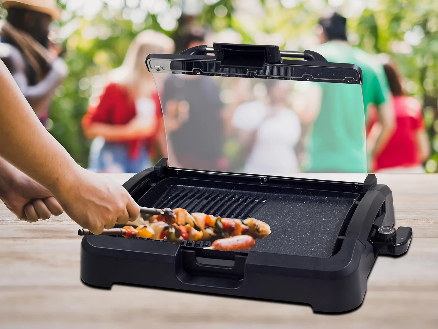 Beper 90.871 Barbecue Elettrico 2200 W con Coperchio