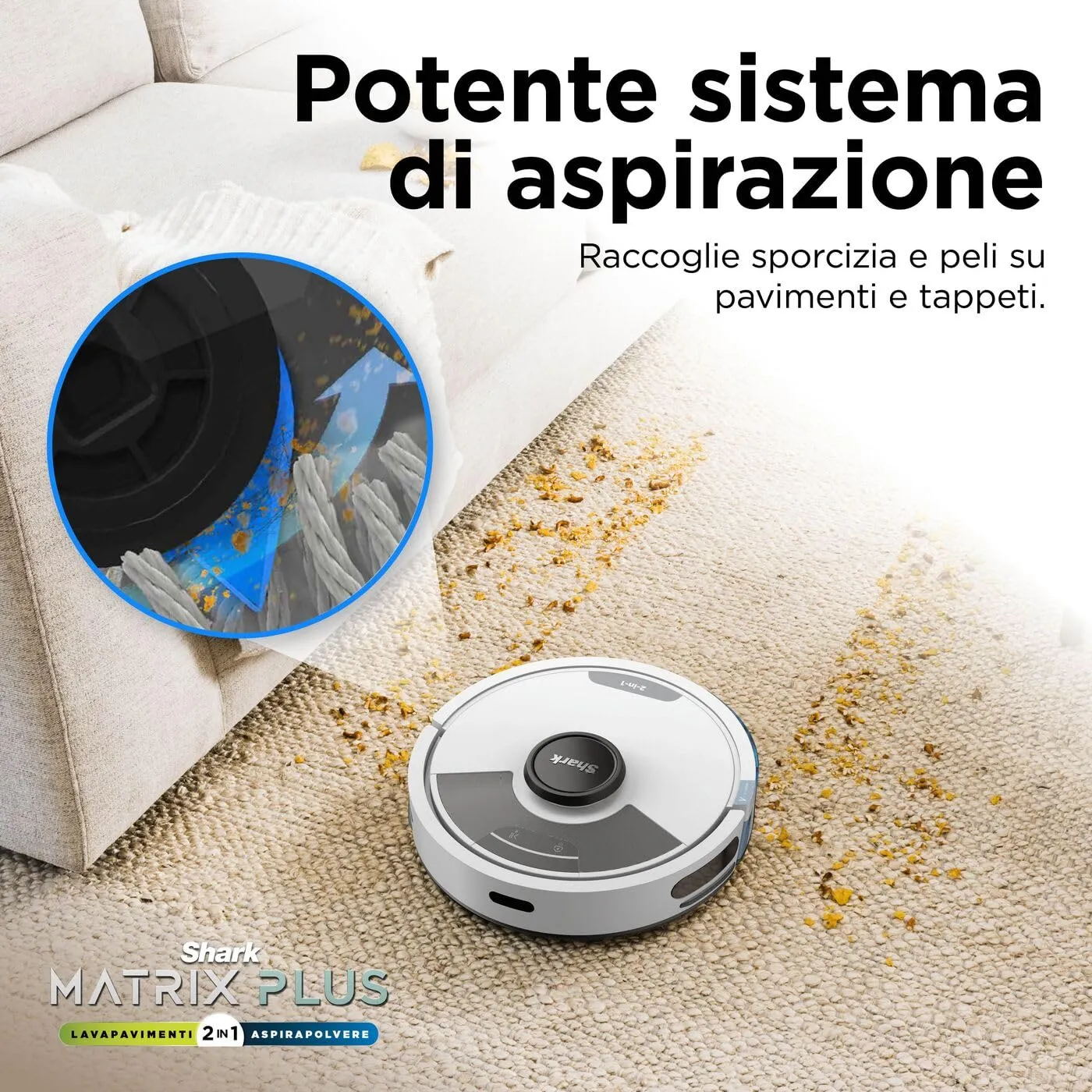 Shark Matrix Plus 2-in-1 Robot Aspirapolvere Bianco 60 Giorni