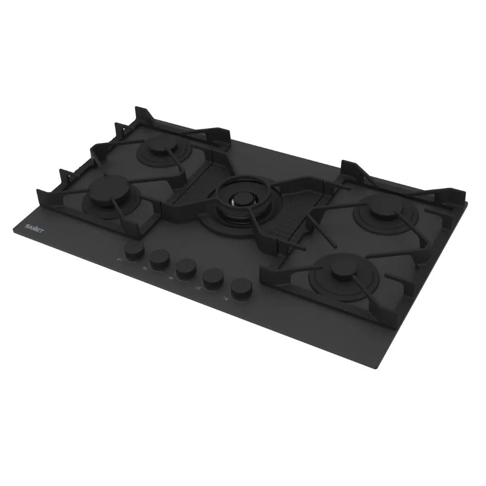 Samet Zacinto90 piano cottura gas 5 fuochi 90 cm vetro nero