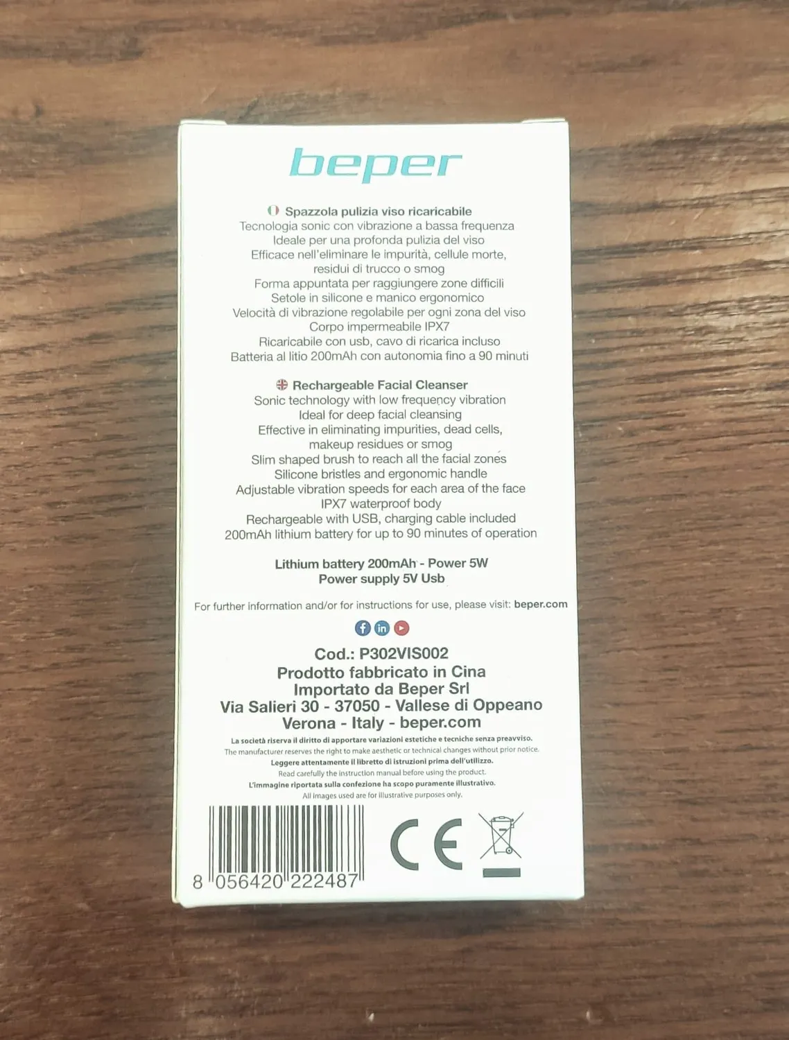 Beper P302VIS002 Spazzola Viso Sonica Silicone Ricaricabile