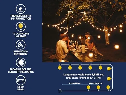 Beper P207ILO500 catena luminosa solare 4m 10 LED