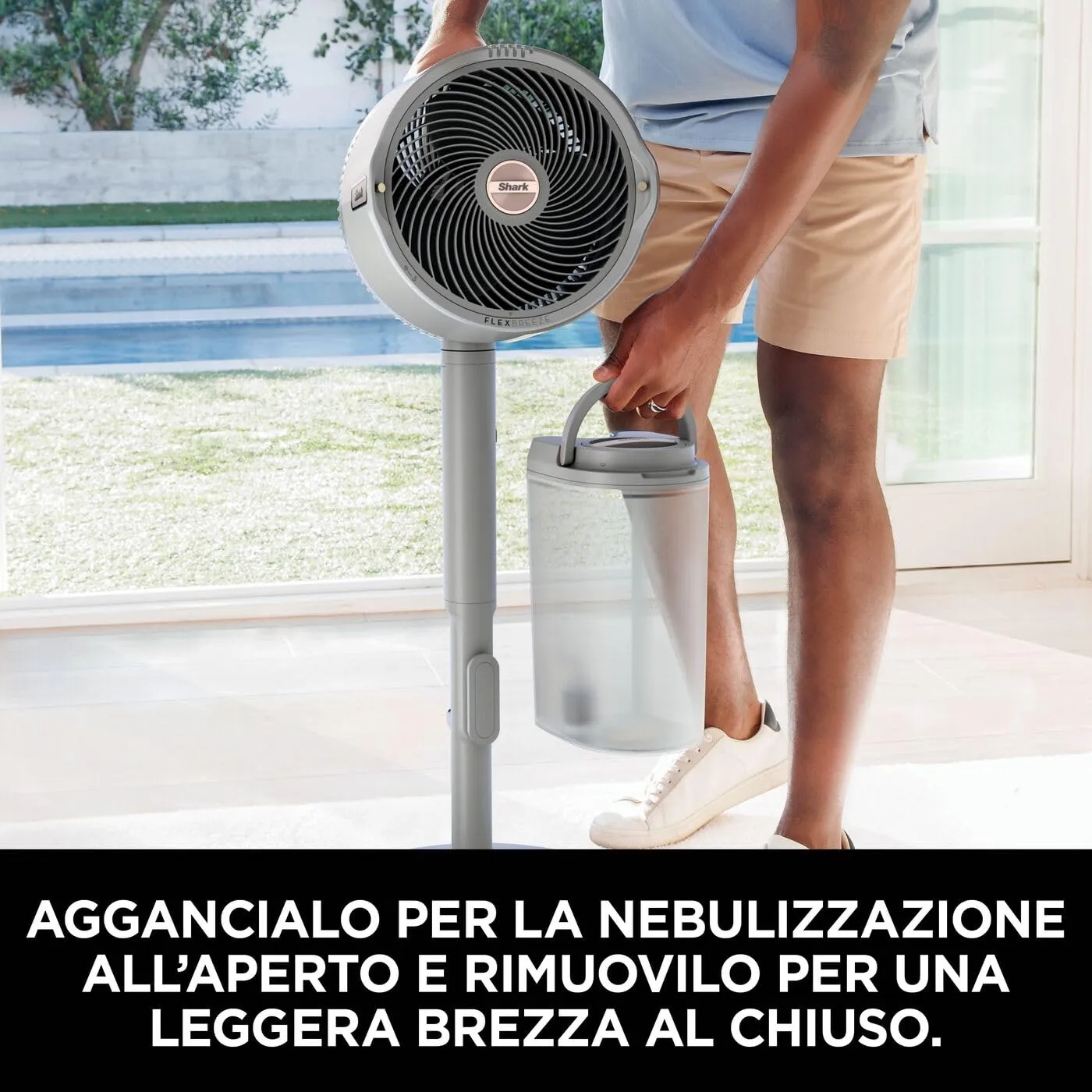 Shark FlexBreeze Pro Mist ventilatore nebulizzatore tortora