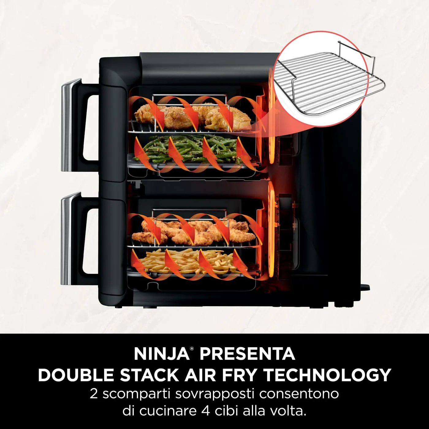 Ninja Double Stack Friggitrice Aria 7,6L Nera 6 Funzioni