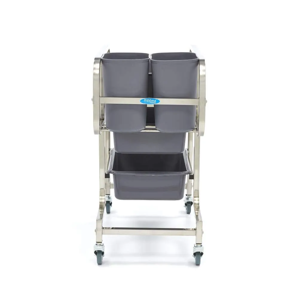 Pizza Maxima Carrello Pulizia 5 Bidoni Inox con Ruote Freno