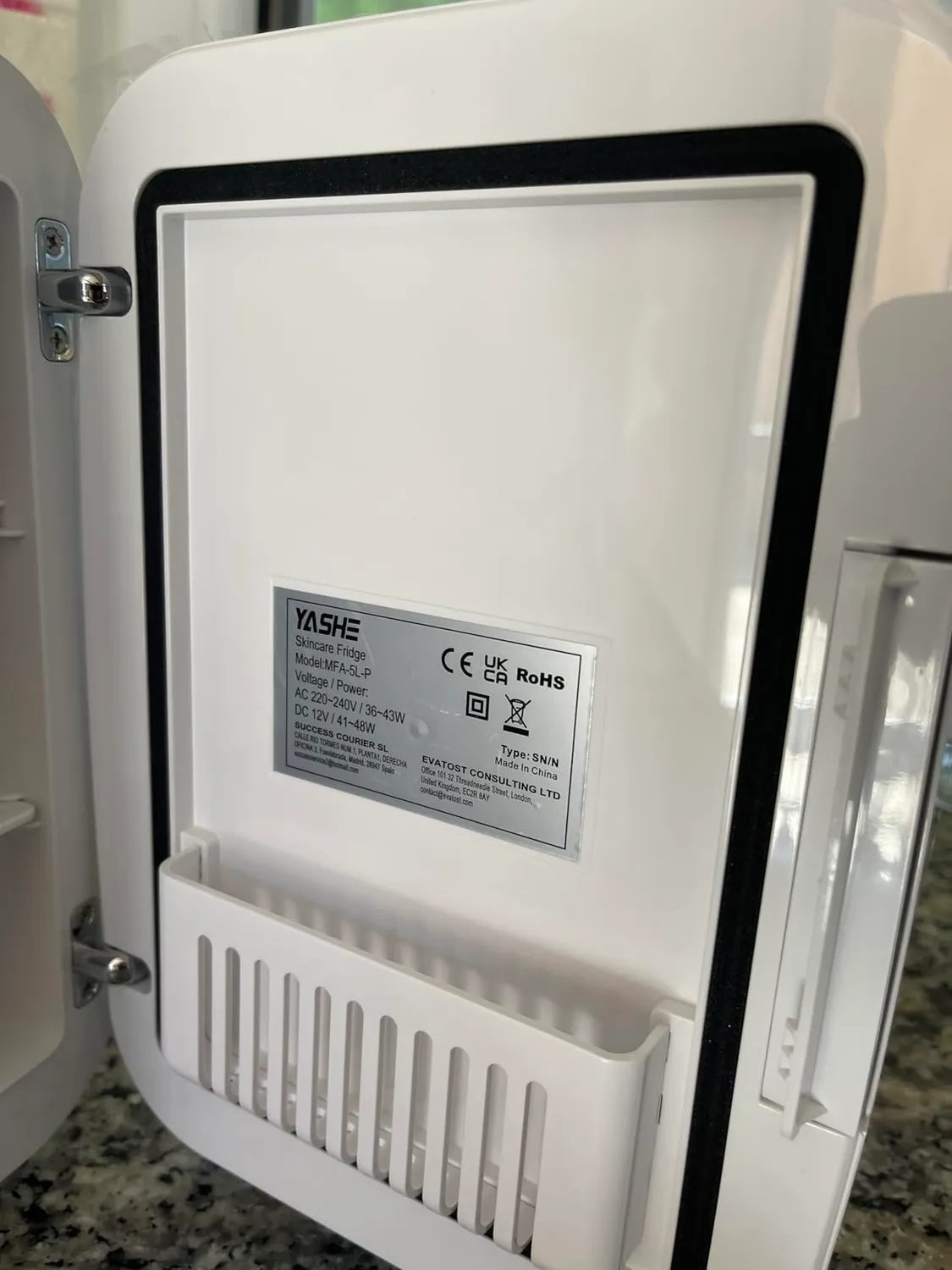 YASHE Mini Frigo 4L Rosa Specchio LED Freddo Caldo