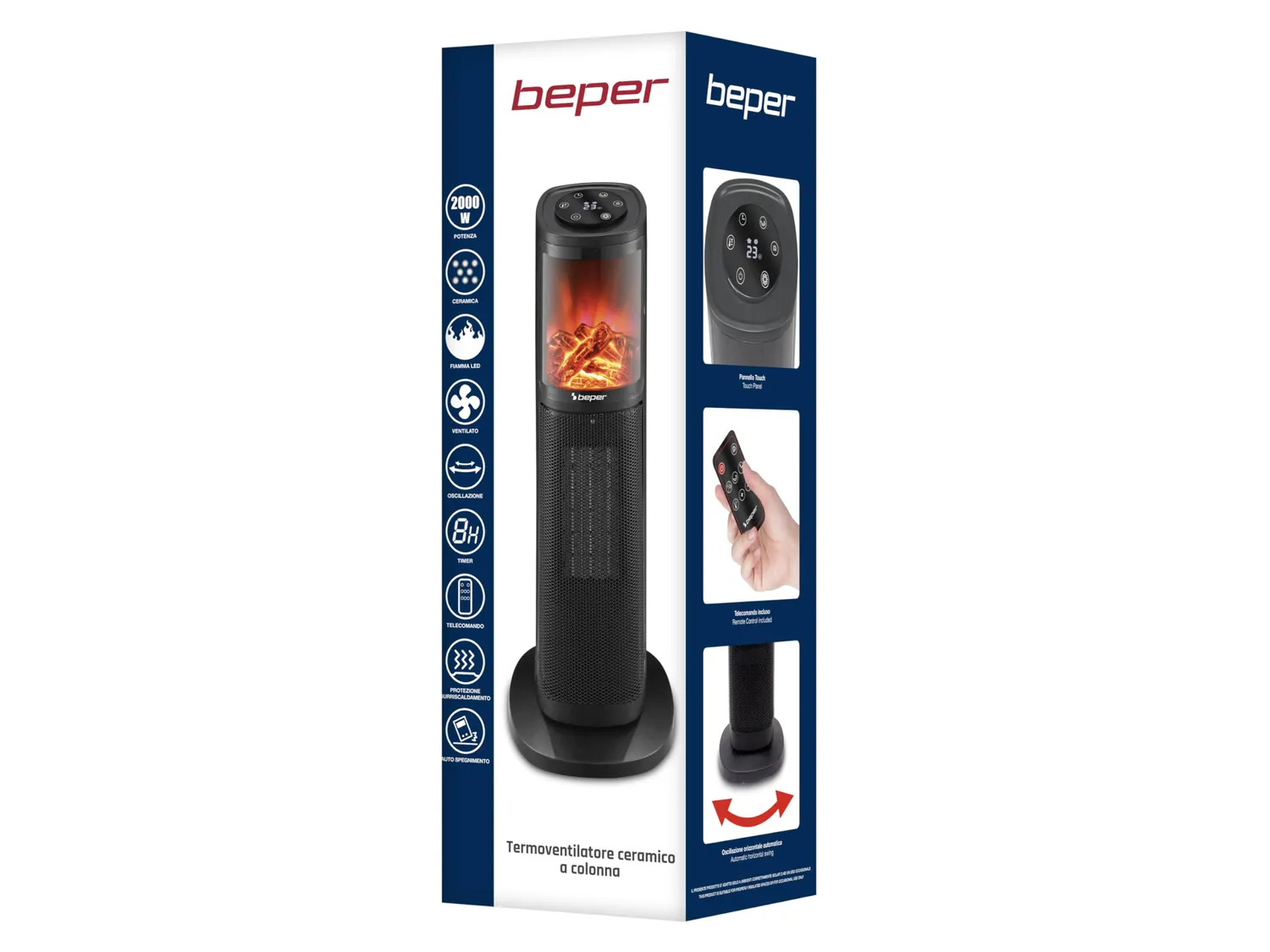 Beper P203TER011 termoventilatore ceramica 2000W nero