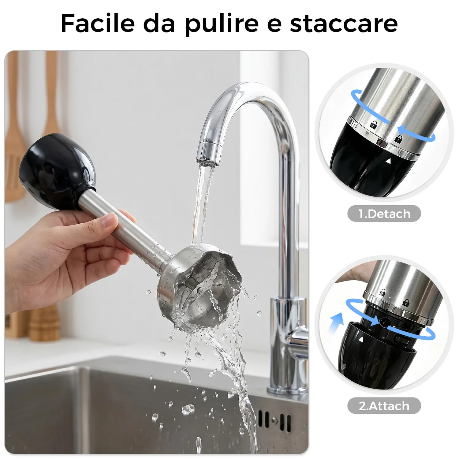 Yashe 1000W frullatore a immersione 5 in 1 con turbo