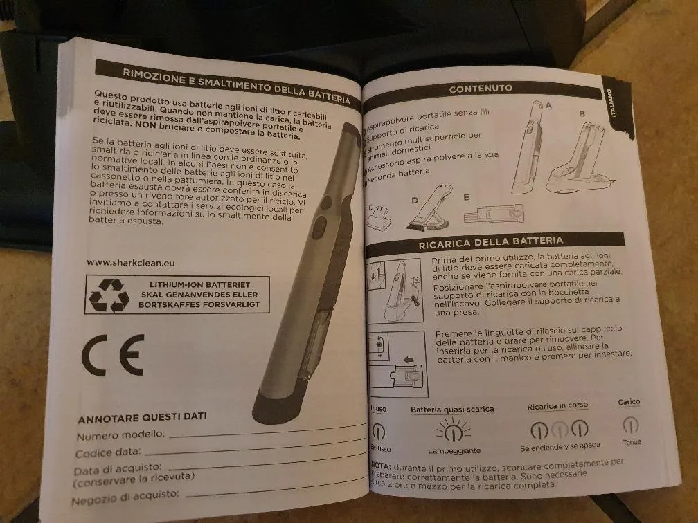 Shark WV251EU aspirapolvere portatile senza fili doppia batteria