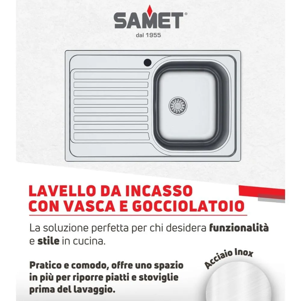 Samet Classic N273 lavello incasso 1 vasca inox 79x50 cm sx