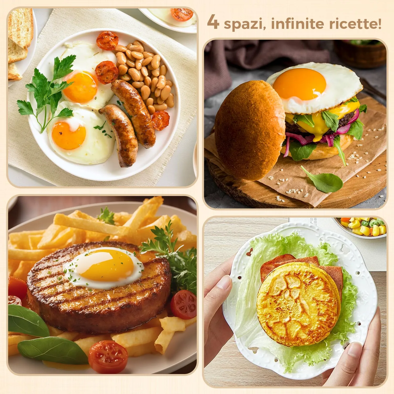 YASHE padella pancake 4 scomparti antiaderente