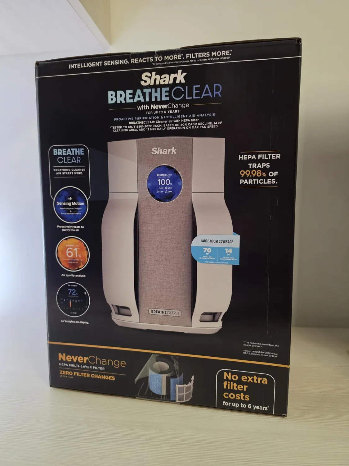 Shark BreatheClear HP162EU purificatore aria HEPA tortora