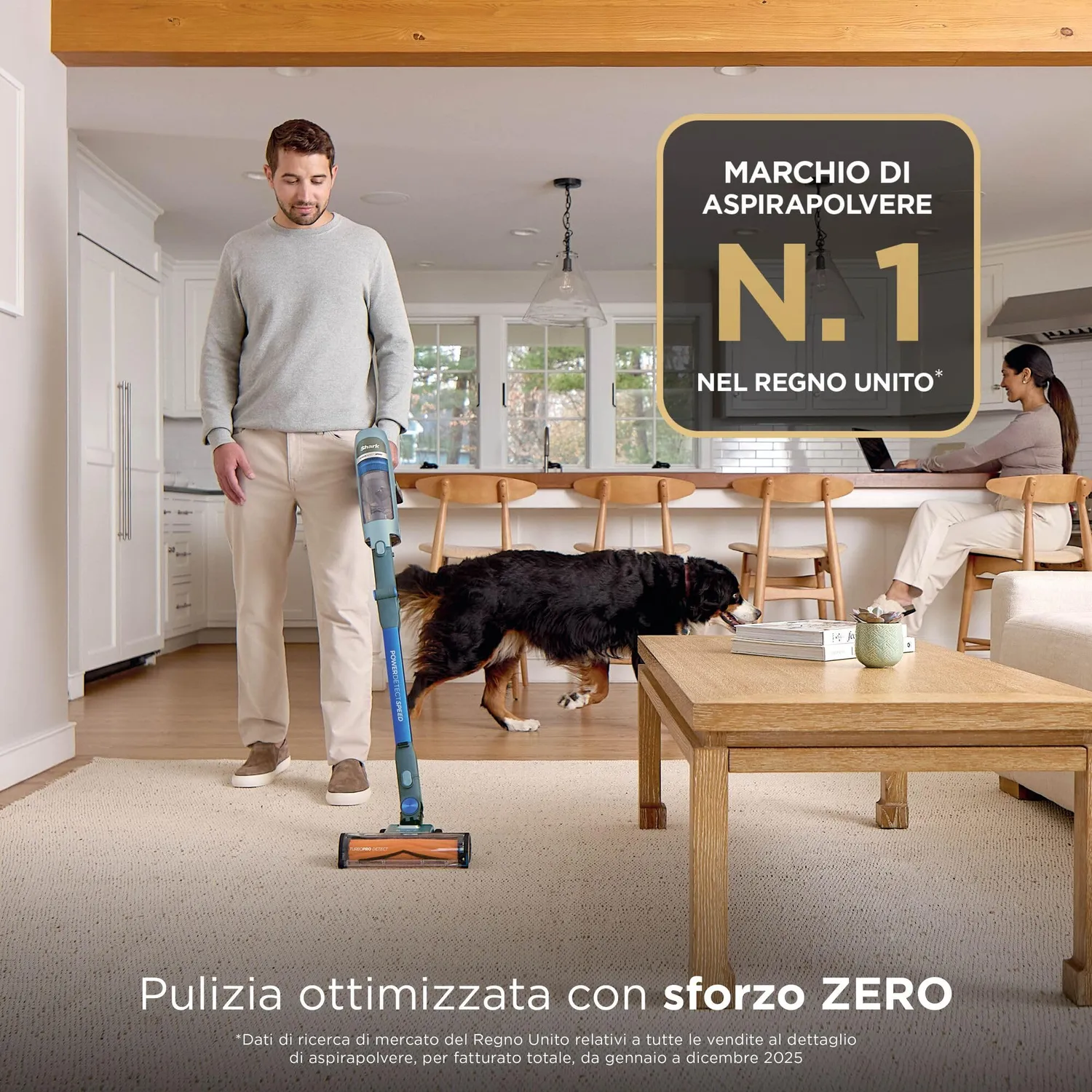 Shark PowerDetect Speed scopa senza filo salvia 60 min