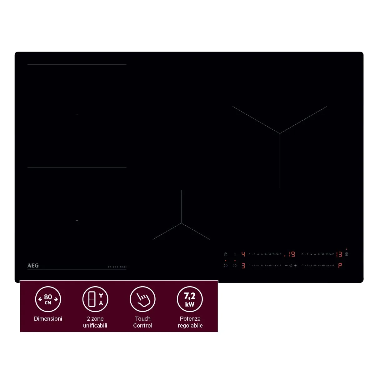 AEG Serie 6000 TO64IB00IB Piano Induzione 60 cm Bridge