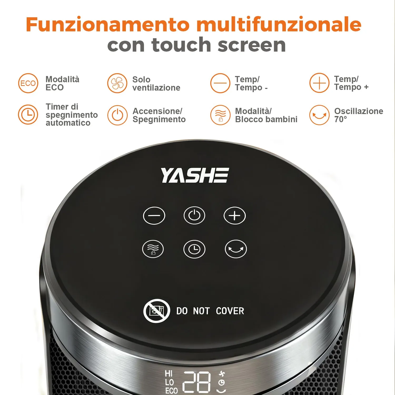 Yashe stufetta elettrica 1500W silenziosa con telecomando