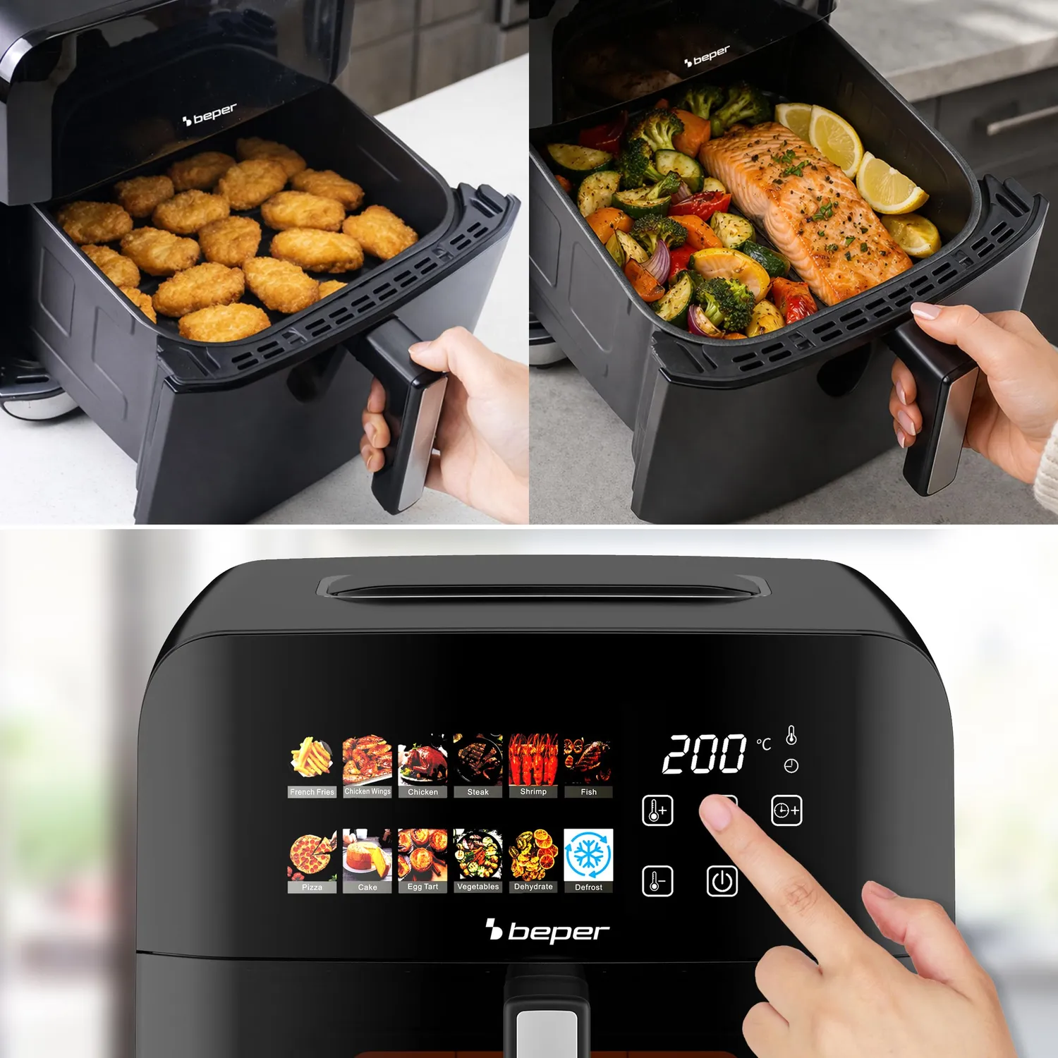 Beper P101FRI091 Friggitrice ad Aria 9 Litri 1800W Touch