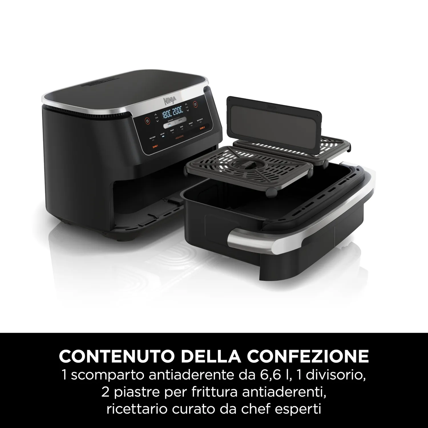 Ninja FlexDrawer Friggitrice ad Aria 6,6L Nera