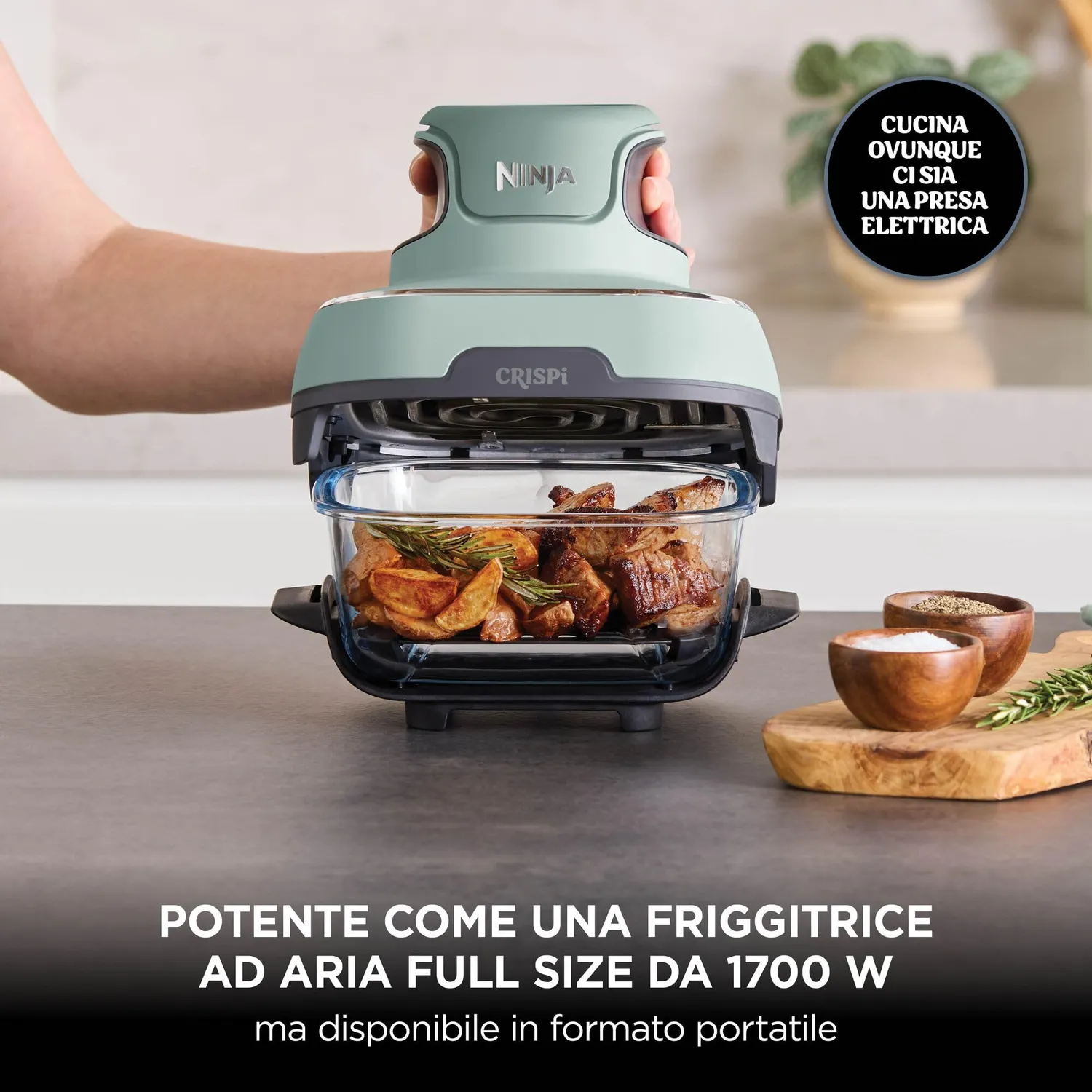 Ninja CRISPi Friggitrice ad Aria Vetro 3,8L Verde Salvia